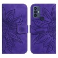 For TCL 30 SE/30E/306/305 Skin Feel Sun Flower Pattern Flip Leather Phone Case with Lanyard(Dark Pur