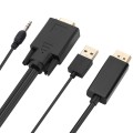 VGA to DisplayPort Adapter Cable with Audio Band Power Supply, Length: 1.8m(Black)