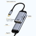 Y001 3 in 1 USB-C/Type-C to VGA+HDMI+USB-C/Type-C Audio Adapter Cable