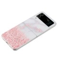 For Samsung Galaxy Z Flip 4 5G Foldable Colored Drawing PC Phone Case(Pink White Marble)