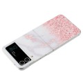 For Samsung Galaxy Z Flip 4 5G Foldable Colored Drawing PC Phone Case(Pink White Marble)