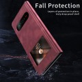 For Samsung Galaxy Z Fold4 Mature Window View Flip Leather Phone Case(Red Nappa)