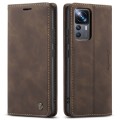 For Xiaomi 12T / 12T Pro CaseMe 013 Multifunctional Horizontal Flip Leather Phone Case(Coffee)