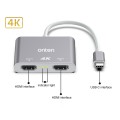 Onten OTN-9175B 4K USB-C / Type-C to Dual HDMI Output Converter(White)