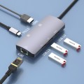 Onten OTN-UC910 USB-C / Type-C Portable Multifunctional HUB Docking Station(Grey)