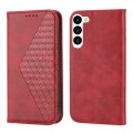For Samsung Galaxy S23 5G Cubic Grid Calf Texture Magnetic Leather Phone Case(Red)