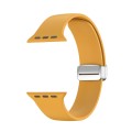 Folding Buckle Silicone Watch Band For Apple Watch Ultra 49mm(Yellow)