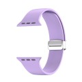 Folding Buckle Silicone Watch Band For Apple Watch Ultra 49mm(Light Purple)