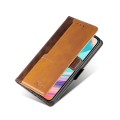 For Samsung Galaxy A14 5G Contrast Color Side Buckle Leather Phone Case(Dark Brown + Gold)