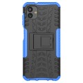 For Samsung Galaxy A04 / M13 5G Tire Texture TPU + PC Phone Case with Holder(Blue)