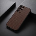 For Samsung Galaxy S23 Ultra 5G Accurate Hole Carbon Fiber Texture PU Phone Case(Brown)
