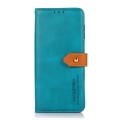 For Motorola Moto G72 KHAZNEH Dual-color Cowhide Texture Flip Leather Phone Case(Blue)