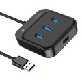 hoco HB31 Easy 4 in 1 USB to USB3.0x4 Converter, Cable Length:0.2m(Black)