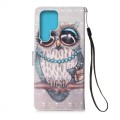 For Samsung Galaxy S23 Ultra 5G 3D Painting Horizontal Flip Leather Phone Case(Grey Owl)