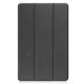 For Lenovo Tab P11 Gen 2 Custer Pure Color 3-Fold Holder Leather Smart Tablet Case(Black)