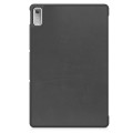 For Lenovo Tab P11 Gen 2 Custer Pure Color 3-Fold Holder Leather Smart Tablet Case(Black)