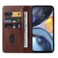 For Motorola Moto G22 Magnetic Closure Leather Phone Case(Brown)