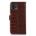 For Motorola Moto G72 Magnetic Crocodile Texture Genuine Leather RFID Phone Case(Brown)