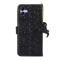 For Samsung Galaxy A04e Ostrich Pattern Genuine Leather RFID Phone Case(Black)