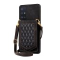 For Samsung Galaxy A51 4G Rhombic Texture RFID Phone Case with Lanyard & Mirror(Black)