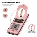 For Samsung Galaxy Note20 Ultra Rhombic Texture RFID Phone Case with Lanyard & Mirror(Rose Gold)