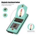 For Samsung Galaxy S22 5G Rhombic Texture RFID Phone Case with Lanyard & Mirror(Mint Green)