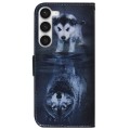 For Samsung Galaxy S23+ 5G Coloured Drawing Flip Leather Phone Case(Wolf and Dog)