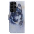 For Samsung Galaxy S23 Ultra 5G Coloured Drawing Flip Leather Phone Case(White Wolf)