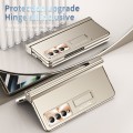 For Samsung Galaxy Z Fold3 5G Electroplating Corrugated Hinge Folding Phone Case with Pen Slot(Gold)