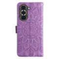 For Huawei nova 10 Embossed Sunflower Leather Phone Case(Purple)