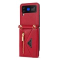 For Samsung Galaxy Z Flip3 5G N.BEKUS Side Zipper Folding Phone Leather Case(Red)