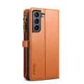 For Samsung Galaxy S21 FE 5G ESEBLE Star Series Lanyard Zipper Wallet RFID Leather Case(Brown)