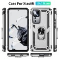 For Xiaomi 12T / 12T Pro Shockproof TPU + PC Phone Case with Holder(Silver)