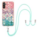 For Samsung Galaxy A14 5G Electroplating IMD TPU Phone Case with Lanyard(Colorful Scales)