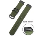 For Garmin Fenix 7 Three-ring Steel Buckle Nylon Watch Band(Army Green)