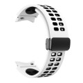For Samsung Galaxy Watch5 Pro Double-row Hole Folding Buckle Silicone Watch Band(White Black)