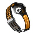 For Samsung Galaxy Watch5 Pro Double-row Hole Folding Buckle Silicone Watch Band(Black Orange)