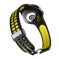 For Samsung Galaxy Watch5 Pro Double-row Hole Folding Buckle Silicone Watch Band(Black Yellow)