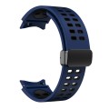For Samsung Galaxy Watch5 Pro Double-row Hole Folding Buckle Silicone Watch Band(Blue Black)