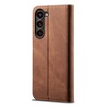 For Samsung Galaxy S23+ 5G Denim Texture Leather Phone Case(Brown)