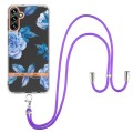 For Samsung Galaxy A14 5G Flowers and Plants Series IMD TPU Phone Case with Lanyard(Orchid Peony)