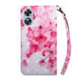 For OPPO A17 3D Painted Leather Phone Case(Red Flower)