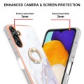 For Samsung Galaxy A14 5G Electroplating Marble IMD TPU Phone Case with Ring Holder(White 006)