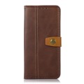 For Samsung Galaxy S23+ 5G Stitching Thread Calf Texture Leather Phone Case(Coffee)