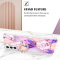 For Samsung Galaxy S23+ 5G Splicing Marble Flower IMD TPU Phone Case Ring Holder(Light Purple)