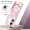 For OPPO A17 Electroplating Marble Dual-side IMD Phone Case(Rose Gold 005)