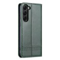 For Samsung Galaxy S23 5G AZNS Magnetic Calf Texture Flip Leather Phone Case(Dark Green)