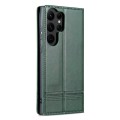 For Samsung Galaxy S23 Ultra 5G AZNS Magnetic Calf Texture Flip Leather Phone Case(Dark Green)
