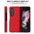 For Samsung Galaxy Z Fold3 Rhombic Microfiber Folding Phone Case(Red)