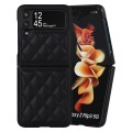 For Samsung Galaxy Z Flip3 Rhombic Microfiber Folding Phone Case(Black)